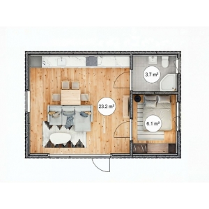 ARINGAS V10_A1 33 m² - ištisus metus naudojamas skydinis namelis